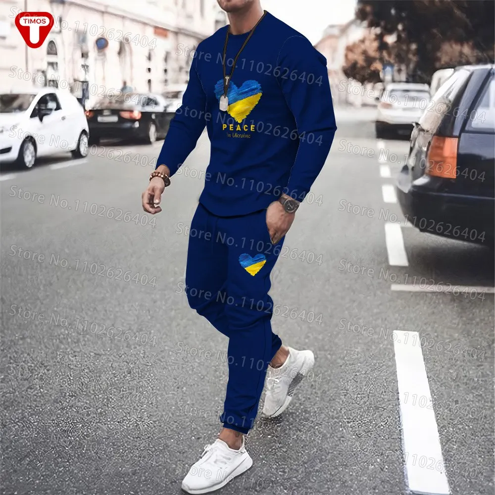 Ucrânia Roupas Homens Treino T-Shirt Calças Grande Tendência Casual 3D Impresso Mulheres Esportes Ternos Estilo Ucraniano Suites