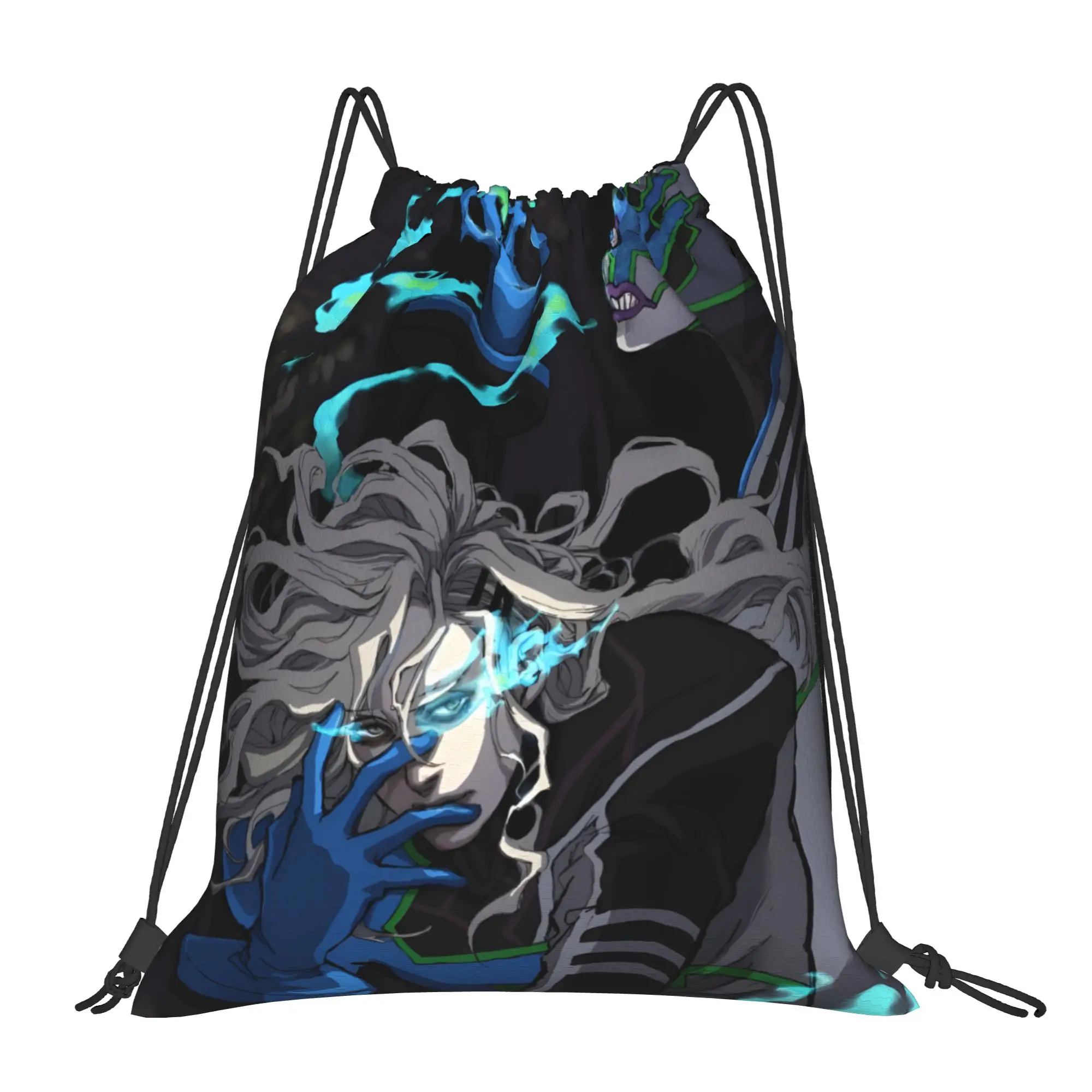 1 pc Lunatic Blue Flame Tiger and Bunny Drawstring Bags Shopping Unisex Storage Bag