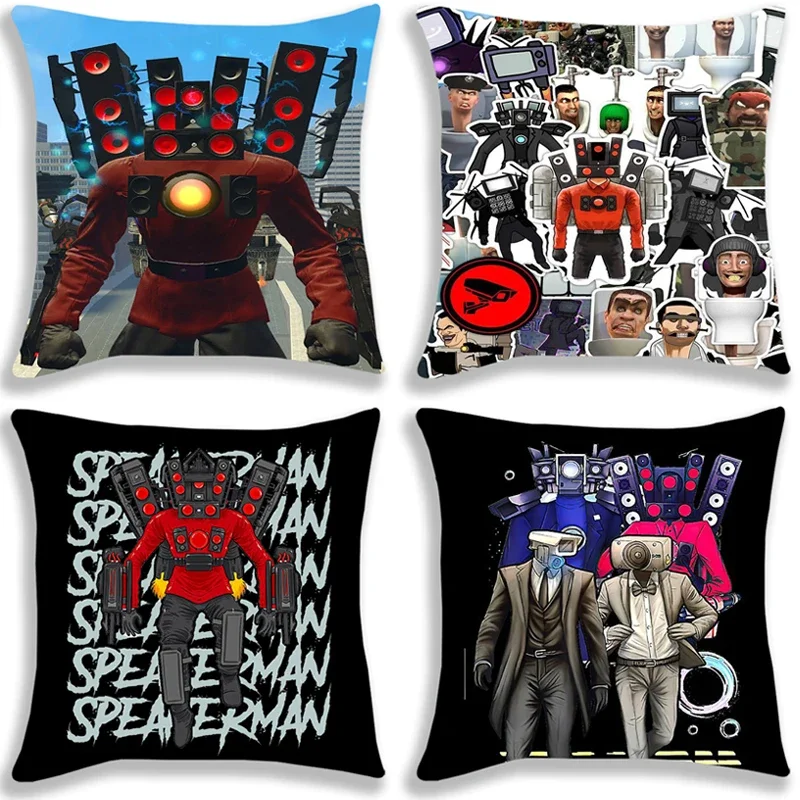 

Skibidi декоративная подушка для туалета, домашняя декоративная подушка в виде смешного мультяшного рисунка, 45*45 см, мягкие наволочки для дивана, чехол