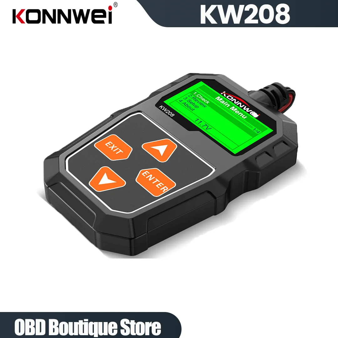 

KONNWEI KW208 Battery Tester for Car 12V Motorcycle Battery Analyzer 100-2000 CCA Power Load Plug Charging Cranking System Test