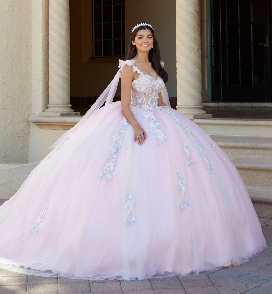 Vestido para quinceañeras azul personalizado, vestido De baile con flores espaguetis, apliques con cuentas, dulce 15, Vestidos De 15 Años YQD155, 2023