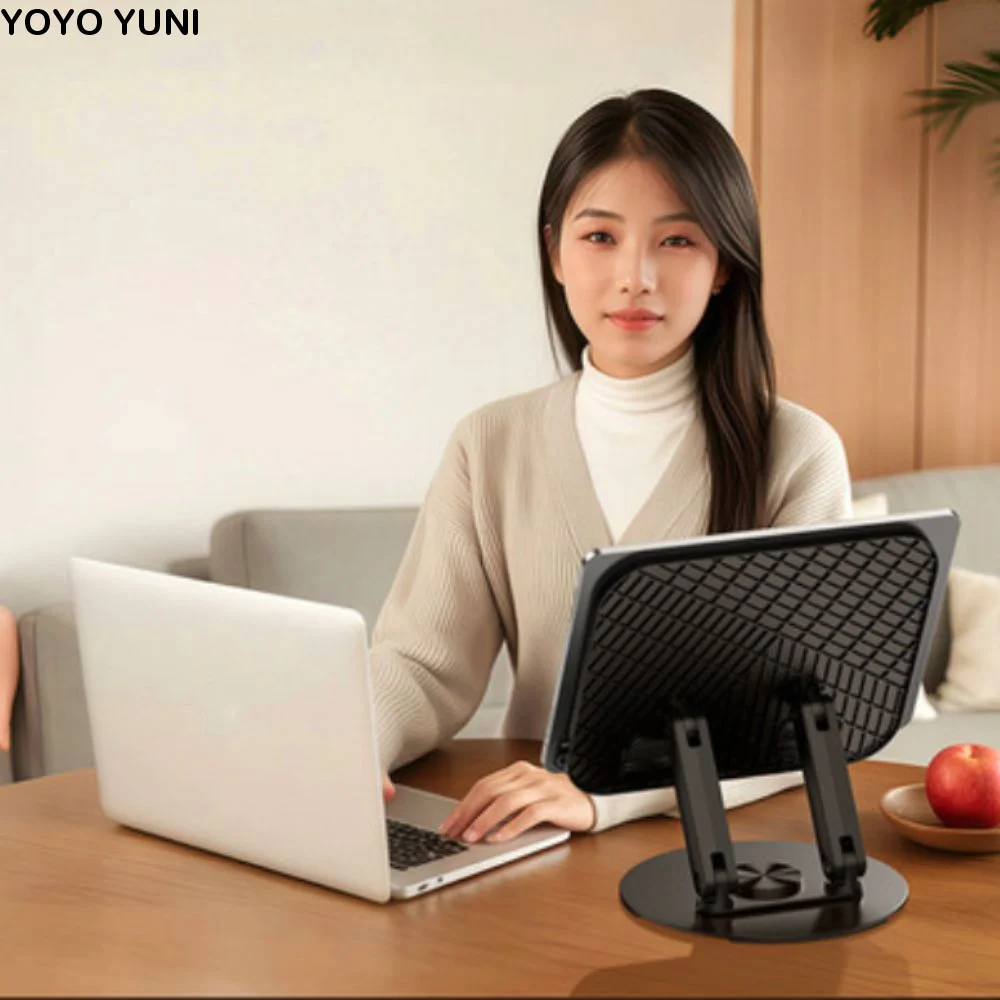 

Регулируемая по высоте 360° ° Вращающаяся подставка для ноутбука, нескользящая подставка из углеродистой стали, подставка для планшета, компактная складная подставка для хранения