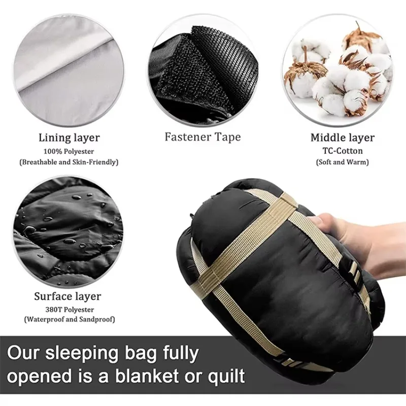 Customized Ultralight Portable 3 Season Outdoor Adults Compact Single Camping Sleeping Bag
