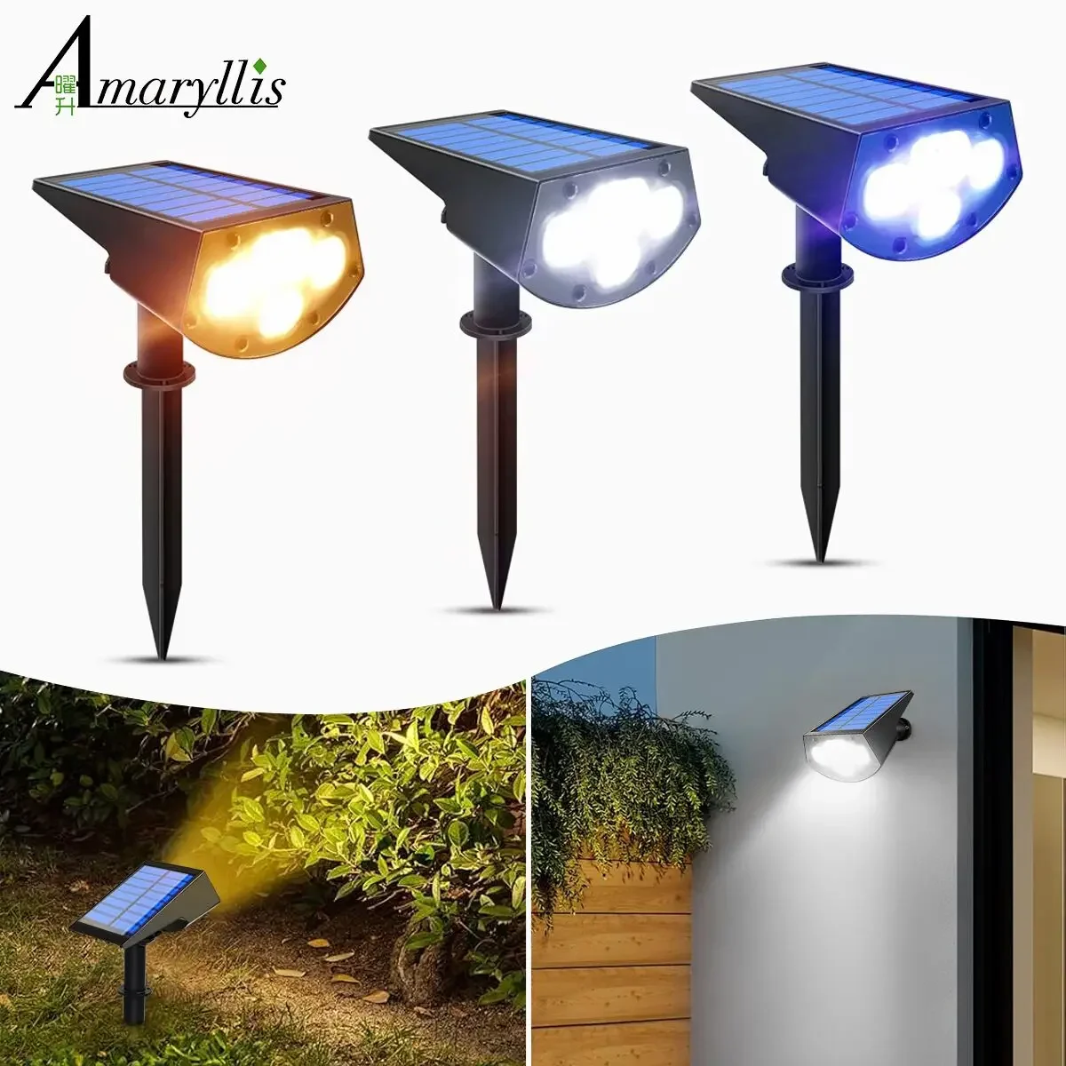 

Solar Spotlights Outdoor Solar Landscape Lights Waterproof Adjustable Wall Lamp for Patio Pathway Yard Garden Driveway Pool