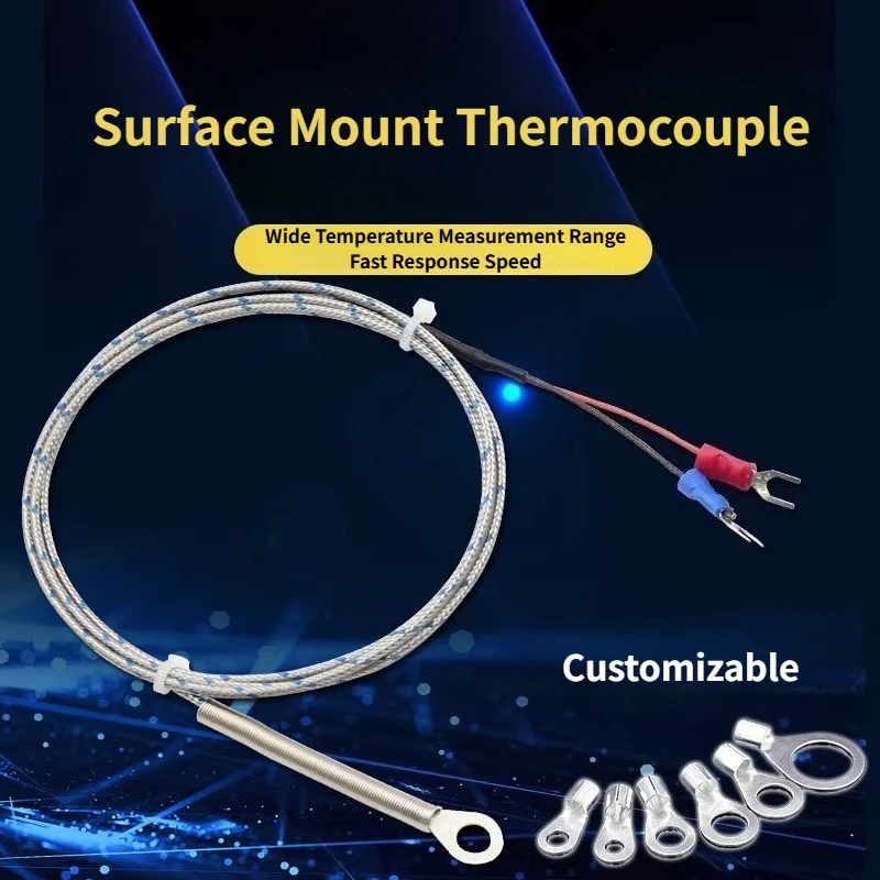 5pcs K Type E Type Thermocouple Temperature Sensor Surface End Face Gasket Thermocouple Probe Crimp Nose Round Hole