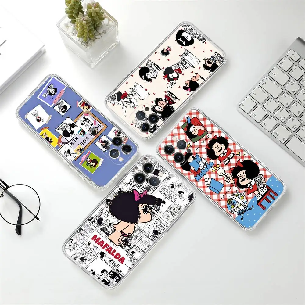 Hot Mafalda Phone Case For iPhone 17 16 15 14 11 12 13 Mini Pro XS Max Plus Funda Shell