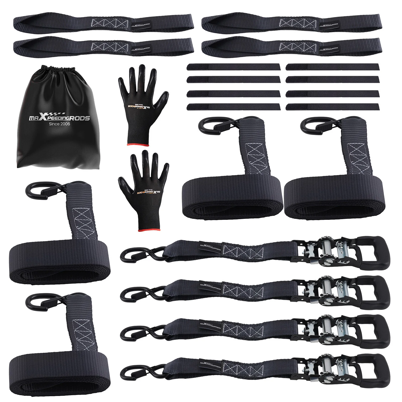 

Heaty Duty Ratchet Tie Down Straps 1.6 inch x 8 ft 5208 lb for Truck Black