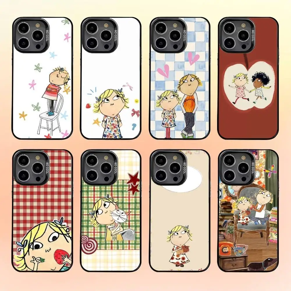 

Paper Cutting-Fabric Charlie and Lola Cartoon Phone Case For iPhone 16,15,14,13,12,11,Pro,MAX White Matte Shockproof Cover