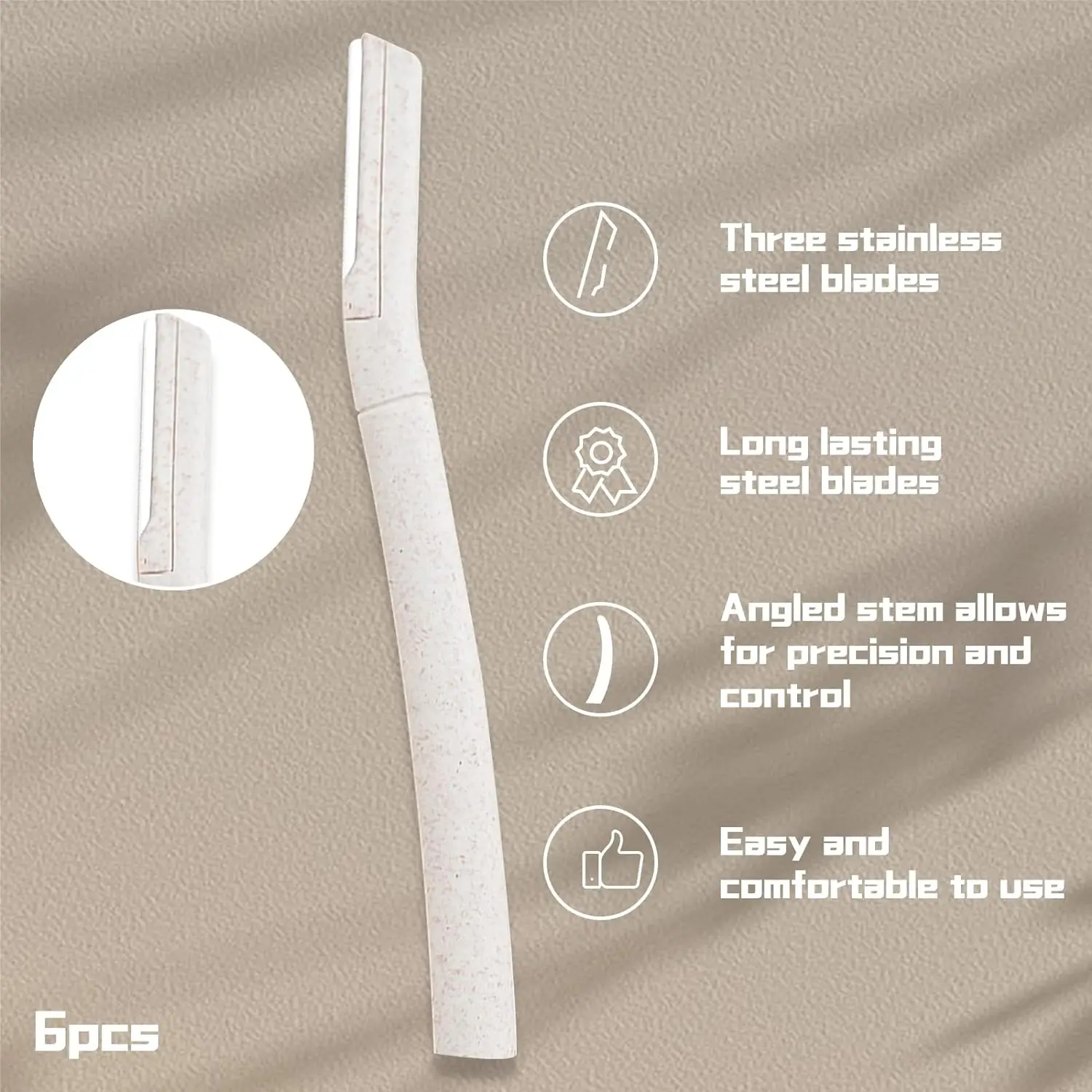 3pcs EZ Eco-friendly Disposable Eyebrow Razors Wheat Straw Highly-Biodegradable Recyclable Safe  Hygienic Environment