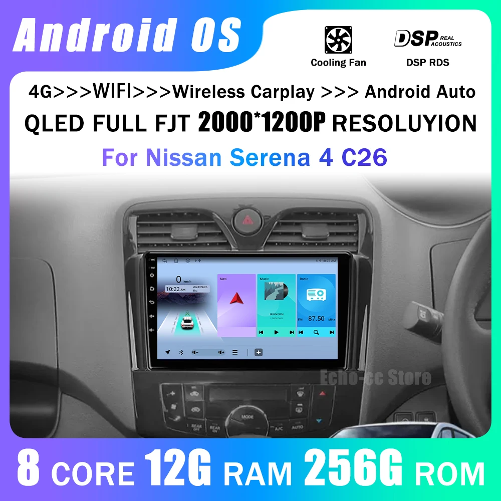 

For Nissan Serena 4 C26 2010-2016 NO 2 din Android OS Car Radio Multimedia Video Player GPS Navigation 4G Carplay Head unit