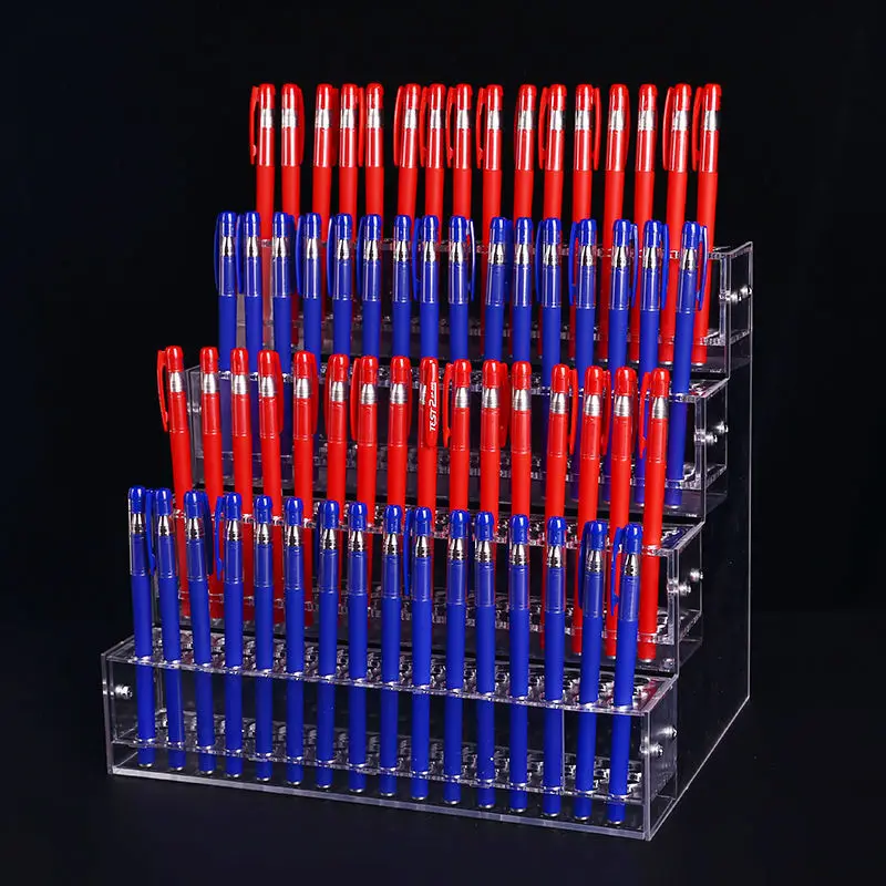 1-6 Tier Acrylic Pen Holder Storage Shelf Supermarket Stationery Store Rack Ballpoint Pen Neutral Pen Clear Ladder Display Stand