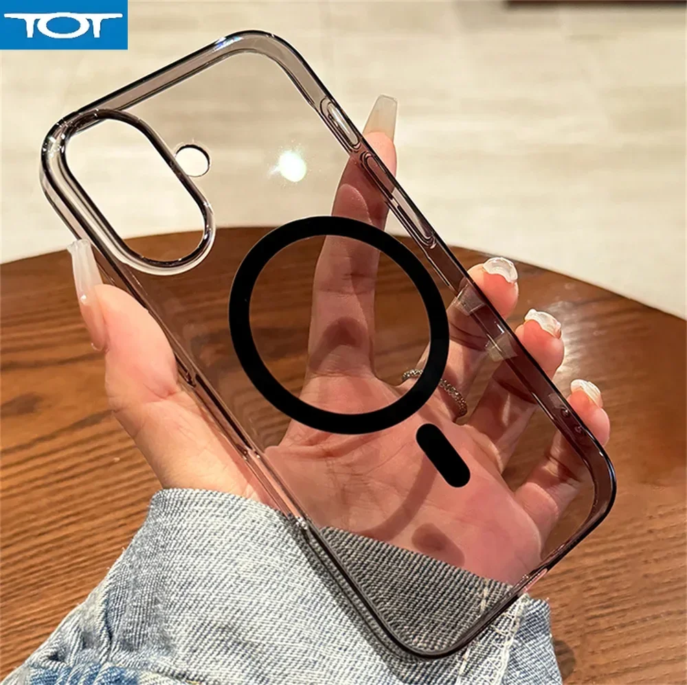 

Роскошный ультратонкий прозрачный магнитный чехол с кристаллами для ПК для iPhone 16, 15, 14, Plus 13, 12, 11 Pro Max, прочный защитный чехол Magsafe