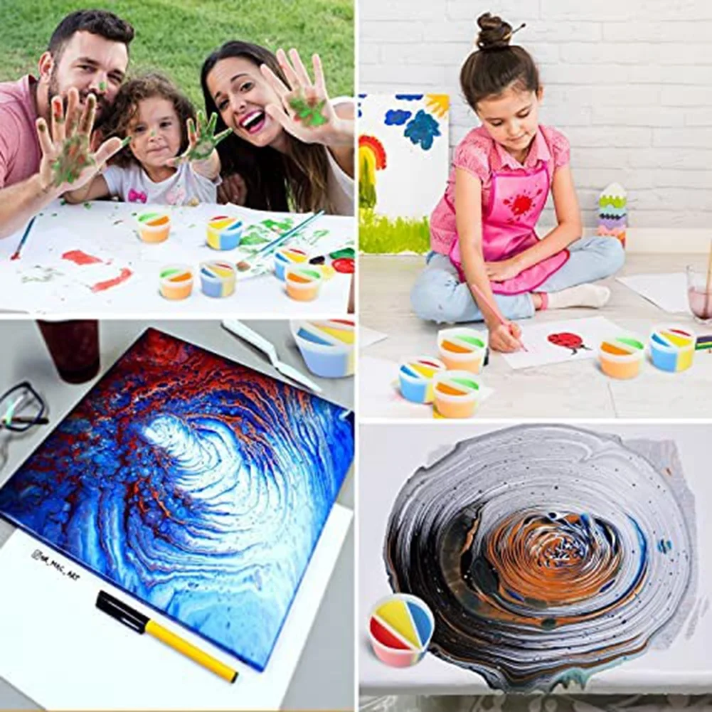 

EDT-Split Cups For Paint Pouring,2 Pack Acrylic Paint Pouring Cup Bundle - 2,3 Channel Silicone Split Paint Cups