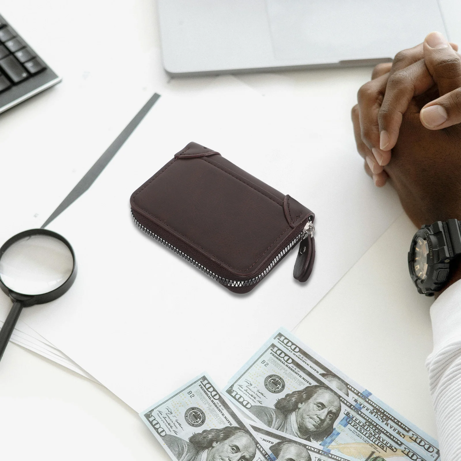 Compact Accordion Style Multi Slot Zipper Card Holder Portable Travel Wallet Credit Id Business Organizer Men Accordion Wallet