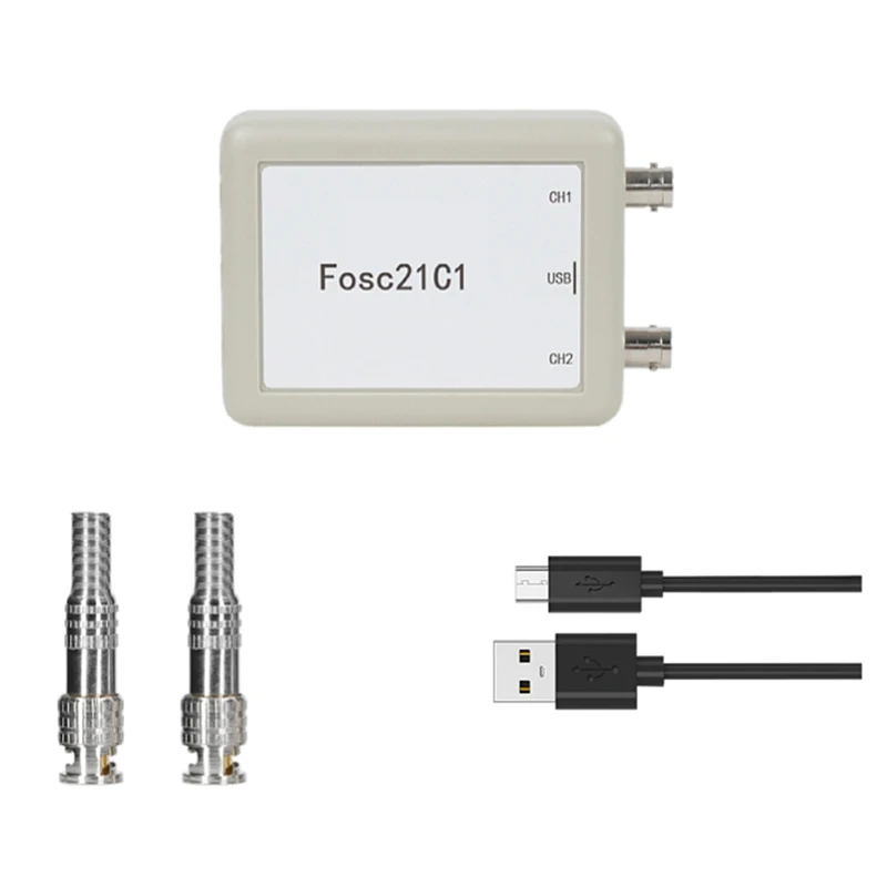 Fosc21c1 2-Channel USB PC Oscilloscope 1Mhz Sampling Rate Portable Oscilloscope MCU Development Easy Install