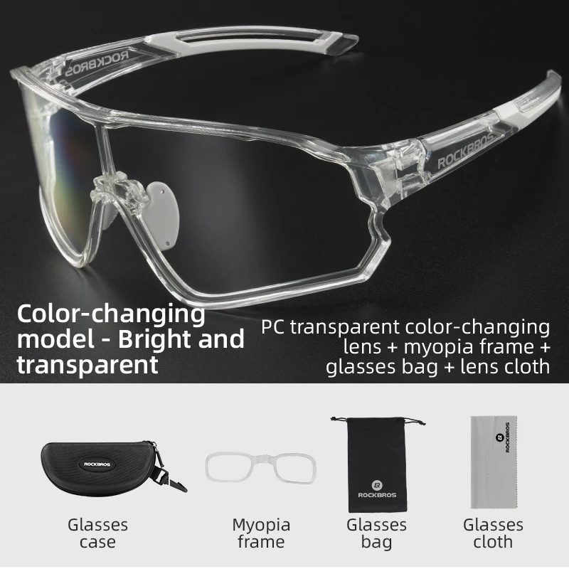 

ROCKBROS Cycling Glasses Outdoor Sports UV400 Photochromic Goggles Sunglasses Bicycle Sports Eyewear Running Fishing Glasses