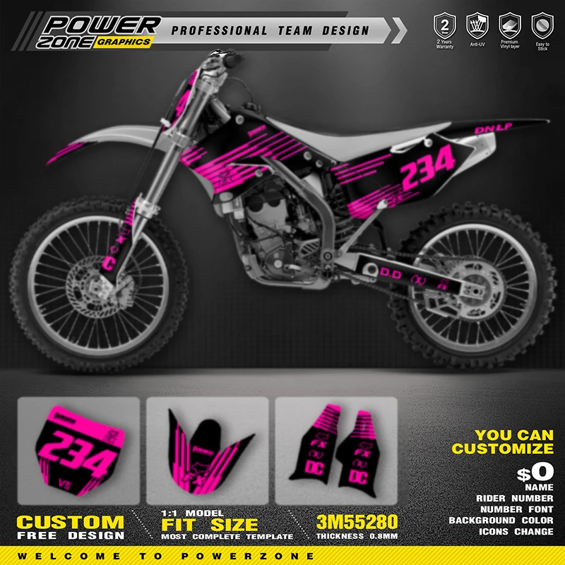 

POWERZONE Custom For 3M Off road Motorcycle Stickers For SUZUKI RMZ 250 2004-2006 Customized Graphic Number Protection Kit 03