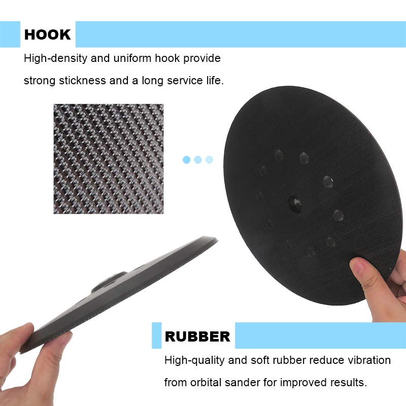 9 Inch 10 Holes Hook and Loop Sanding Plate 1 pcs High-quality and Soft Rubber Reduce Vibration from Orbital Sander for Improved