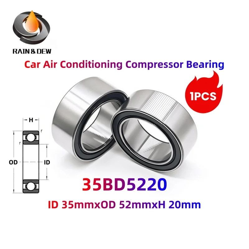 1 SZT. Łożysko 35BD5220 35X52X20 mm ABEC-7 Do Łożysk Kompresora Klimatyzacji Samochodowej Podwójnie Uszczelnione 355220 2RS