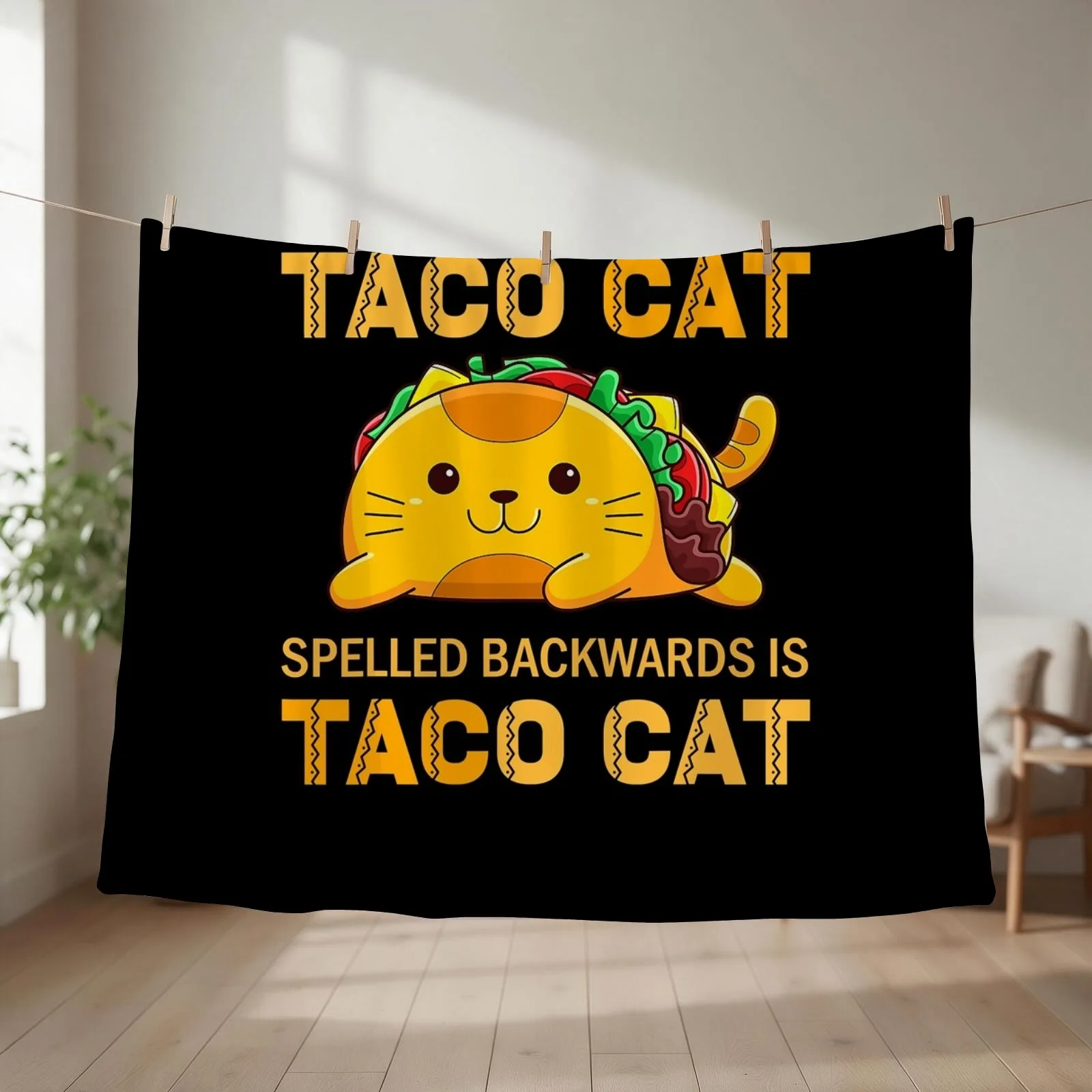 TacoCatfor Kids Taco Cat Cinco de Mayo TacoCat Tacos Throw Blanket couch cozy soft plush fuzzy picnic outdoor blanket