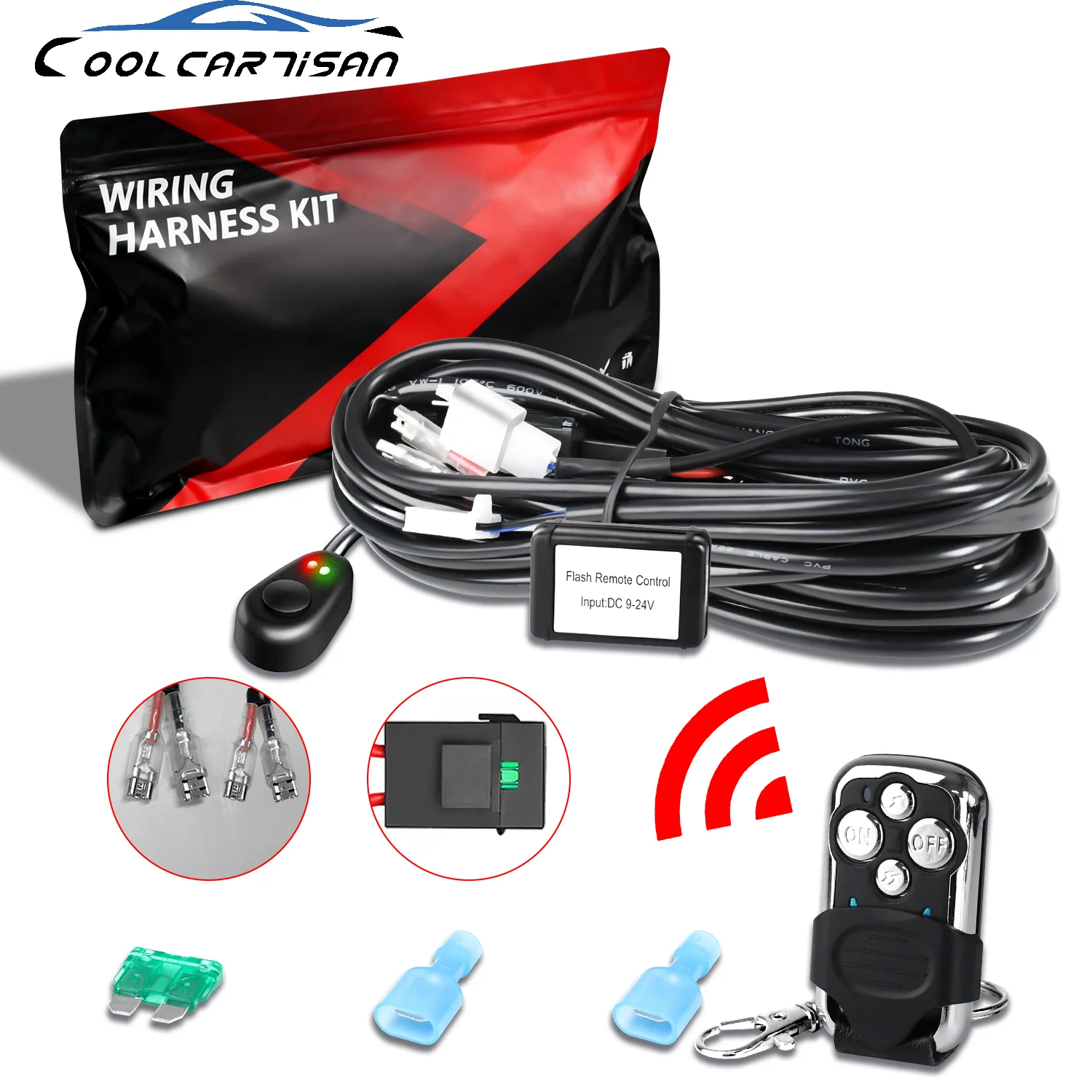 Car Wire Bundle Remote Control Wiring Harness Installation Cable with Swit for Car 12v 24v  Boat Truck  480W Cable Relay Wire