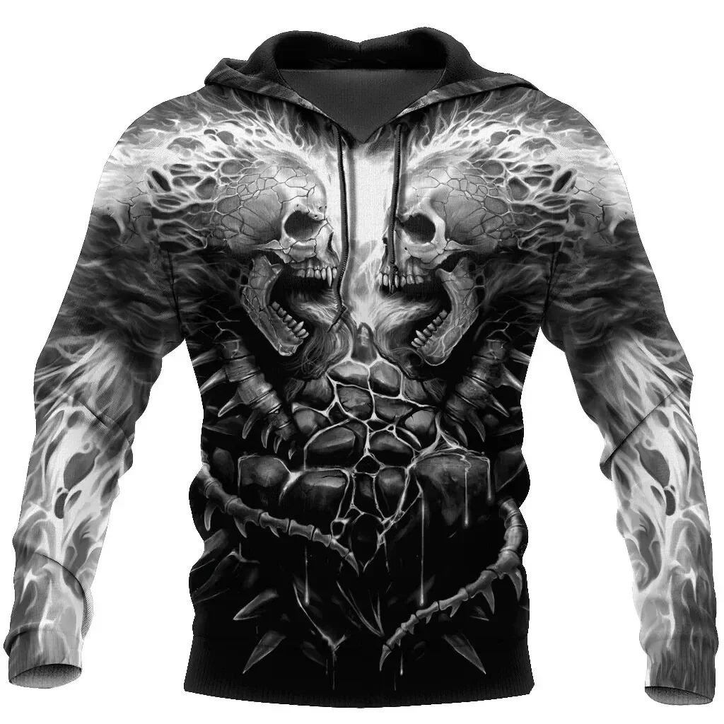 Men\'s sweatshirt 3D printed skull graphic hoodie top fashion unisex sweatshirt spring season hip hop streetwear oversized casual