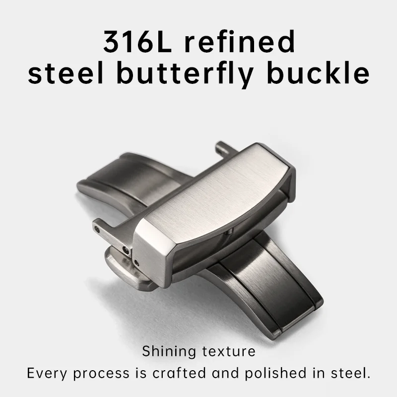 Maikes 316L Stainless Steel Butterfly Watch Buckle Watch Strap Clasp 18mm 20mm Brushed Folding Buckle