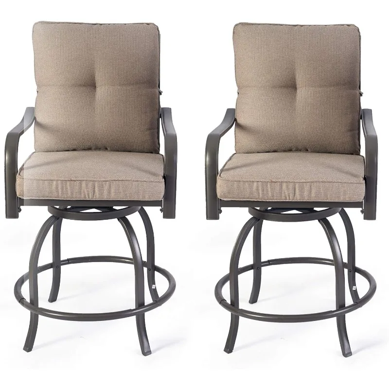 Isabella High Swivel Bar Stools/Chair Set for Home Patio, Back Yard, Cafes, Bistro, Restaurants and Chic Bars (Beige)