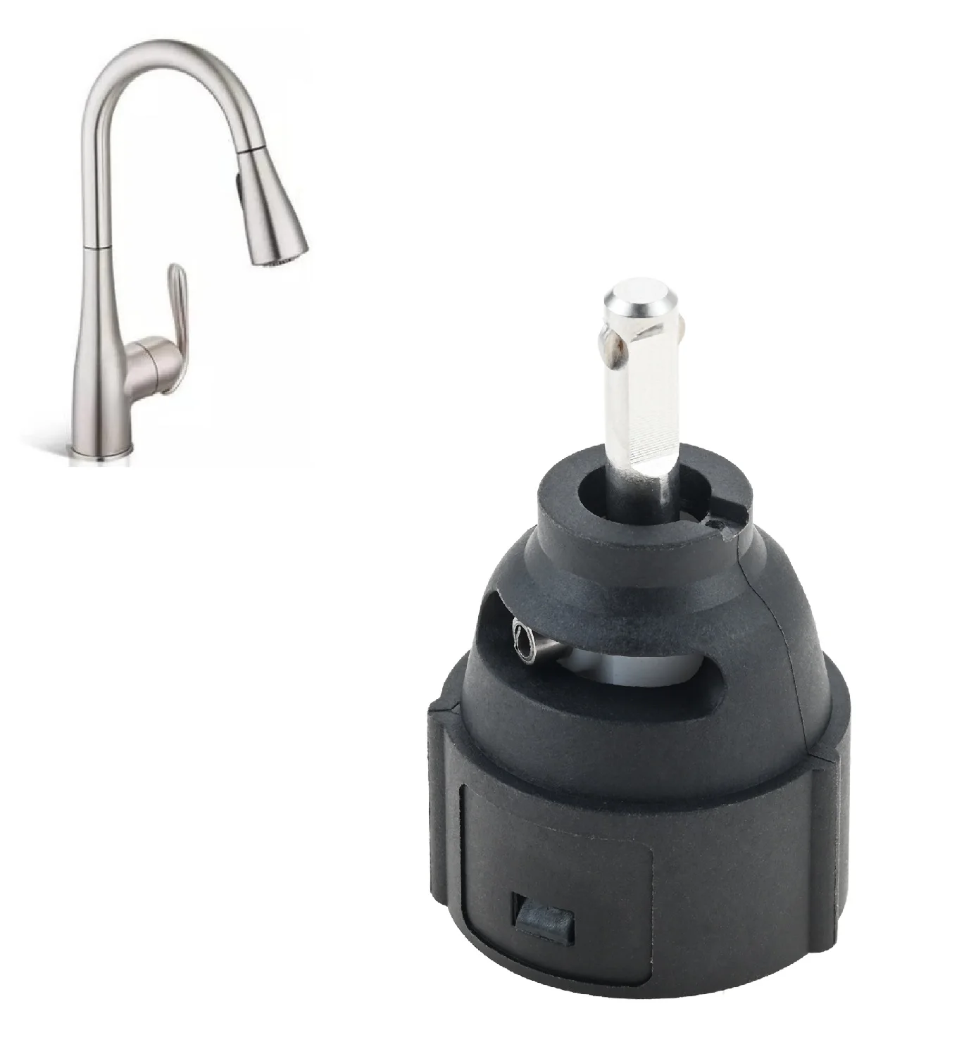 

1255 картридж с одной ручкой и рычагом из нержавеющей стали для кухонного смесителя Moen, душевые клапаны, простая установка, прочная замена