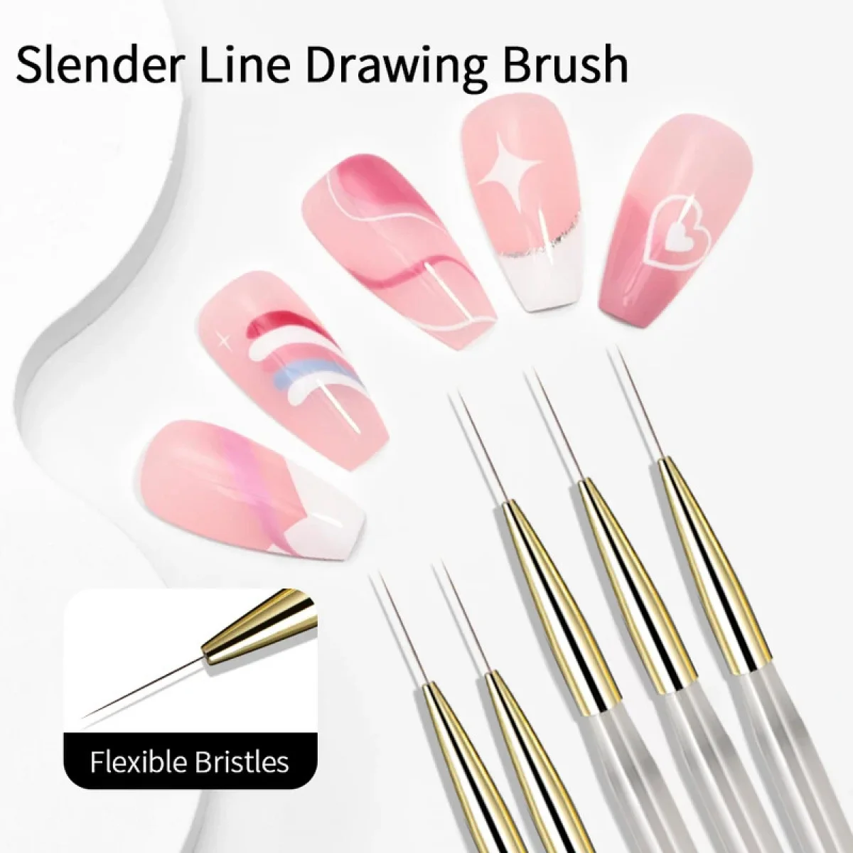 1/2 pçs escova de forro da arte do prego ultra fino listra francesa linha do prego escova fina longa linha desenho ferramenta para diy casa salão de beleza suprimentos