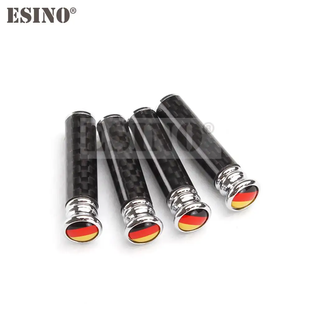 4 x Germany DE Color National Flag Carbon Fiber Car Bolt Interior Door Lock Button Screw Knob Pin Caps Covers Pin Caps Trim