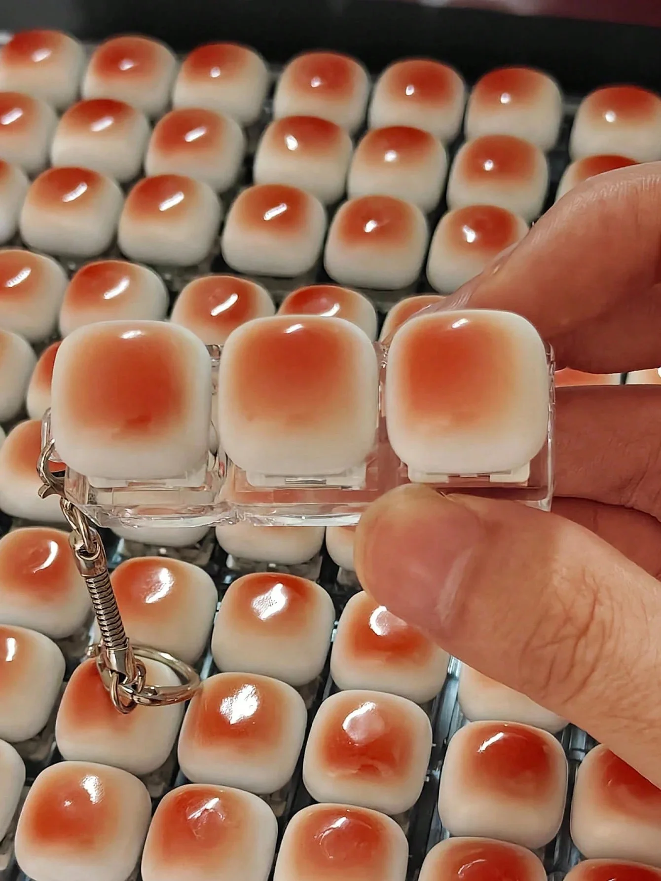 Caramel Bread Design Fidget Keychain Keys Button Keycap Finger Keyboard Cap DIY Keyboard Relief Stress Pinch Toy Adult