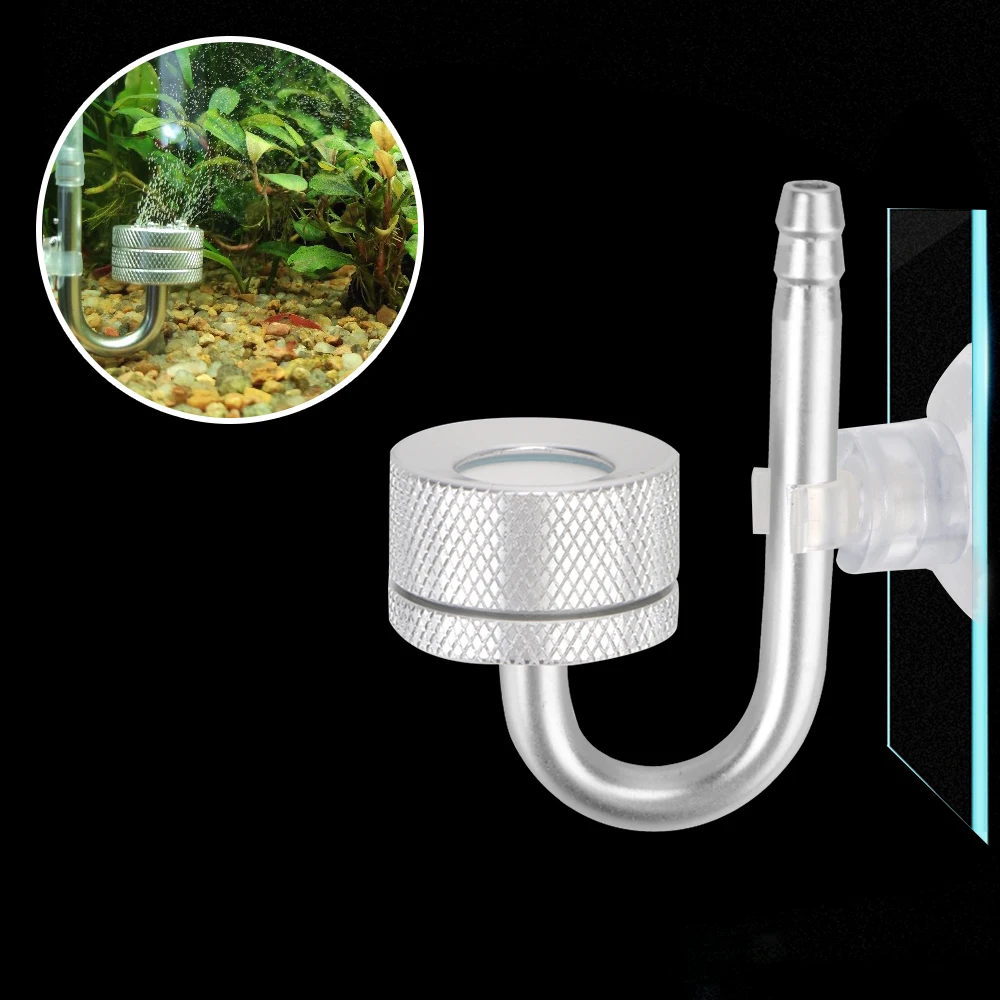 For Aquatic Plant Growth Fish Tank Bubble Atomizer Aquarium CO2 Diffuser CO2 Generato Silver With Suction Cup