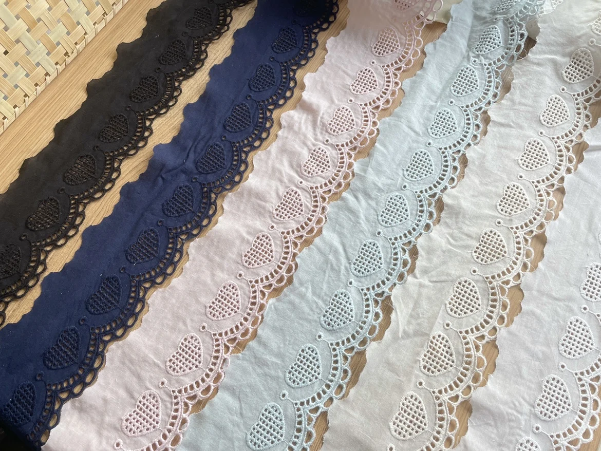 5Yard/Lot Baumwolle Pfirsich Herz Hohl Stickerei Spitze Trim 8CM Breite DIY Kleidung Kleid Sofa Vorhang Stoff genäht Zubehör – Detail 6