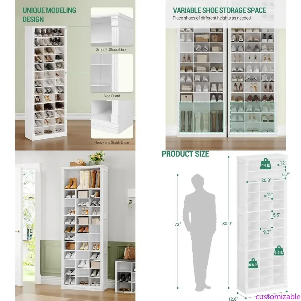 

Деревянный органайзер для обуви на 39 пар с 13 ярусами и отделениями для хранения в шкафу