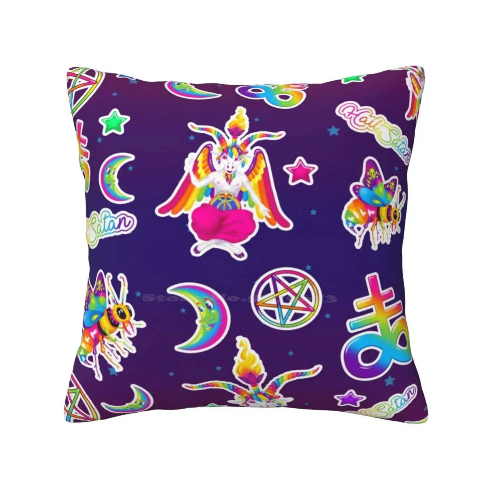 1997 неоновая Радуга Baphomet, модная диванная наволочка для подушки, наволочка Baphomet Satanist, Рогатый Бог Wicca, оккультная 1990S неоновая