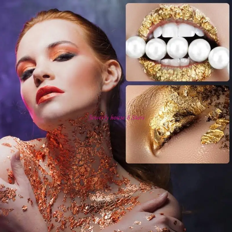 رقائق ورق زينة من رقائق الذهب المبهرة للمشروعات الفنية والديكورات المنزلية