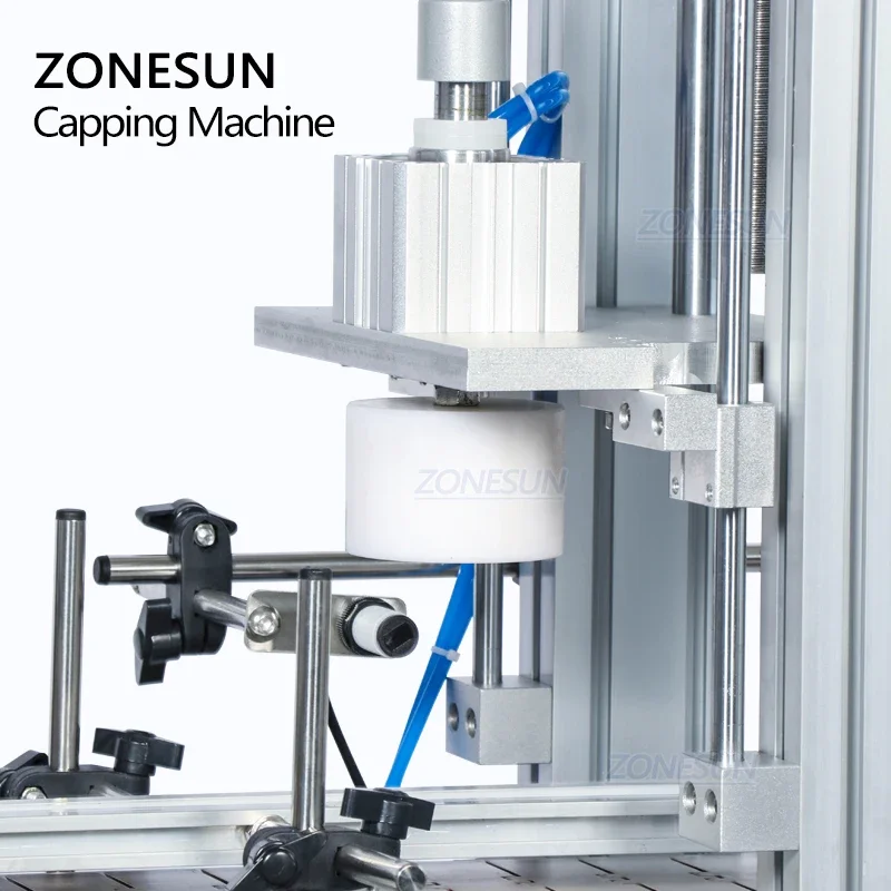 ZONESUN ZS-XG1870D Pneumatic Semi Automatic Tabletop Capping Machine For Jar Whisky Plastic Glass Bottle Cap Press