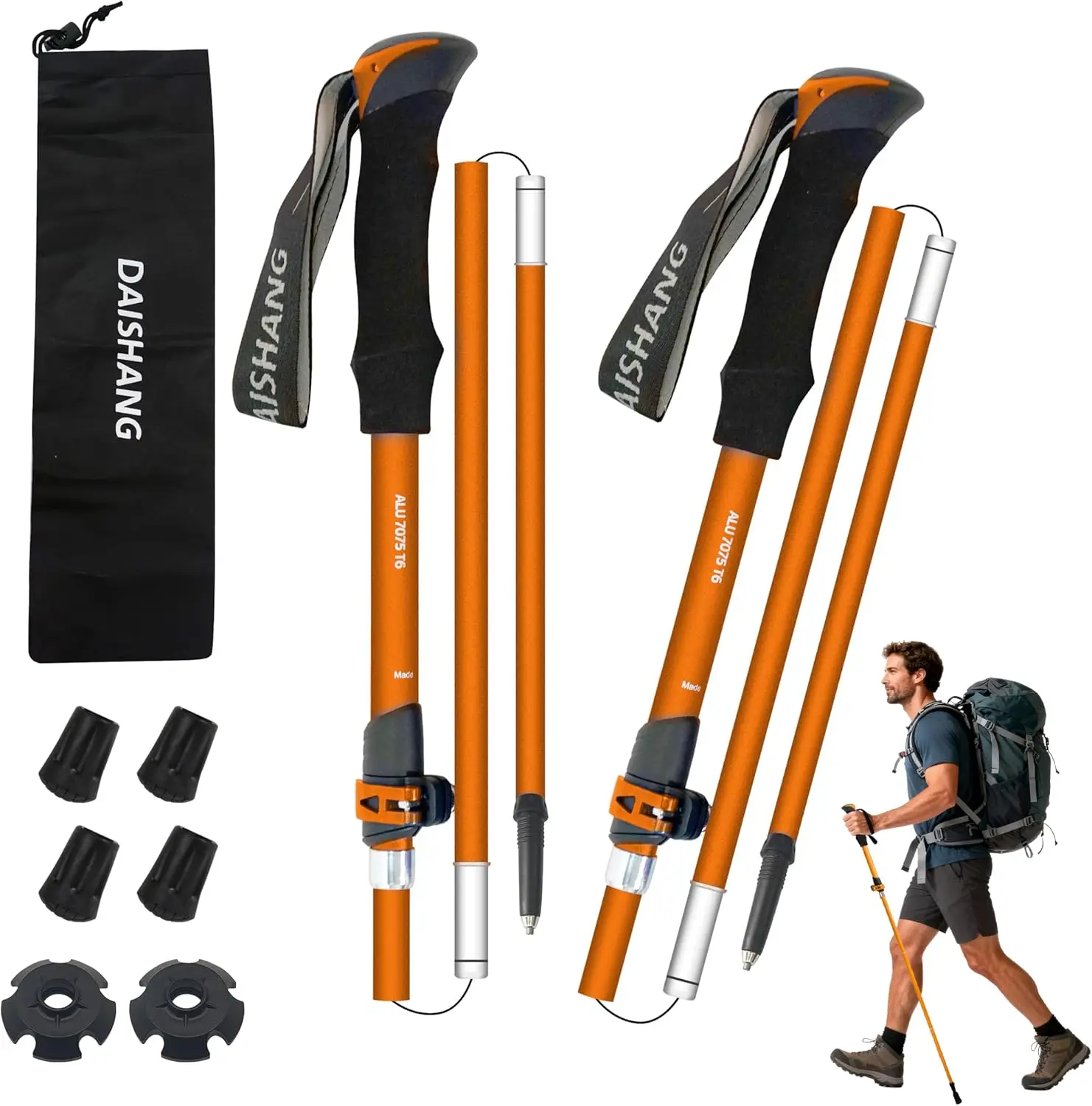 

Набор из 2-х ультралегких складных треккинговых палок из алюминия 7075, профессиональные палки для ходьбы и походов, регулируемые, портативные