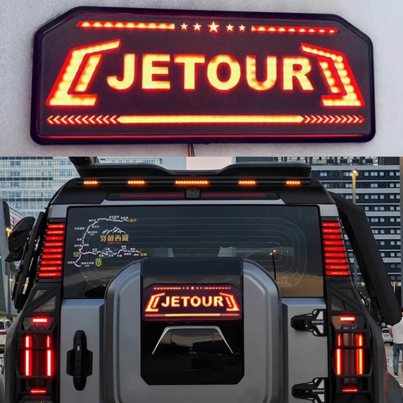 Fit for Chery JETOUR Traveler T2 Car Tailgate Spare Tire Cover Brake Light Off-road Warning Light Modified Exterior Accessories