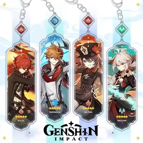 Hot Game Impact Acrylic Key Chains Tartaglia Diluc Kaedehara Kazuha Hu Tao AnimePendant Jewelry Cosplay Props Accessories Toys