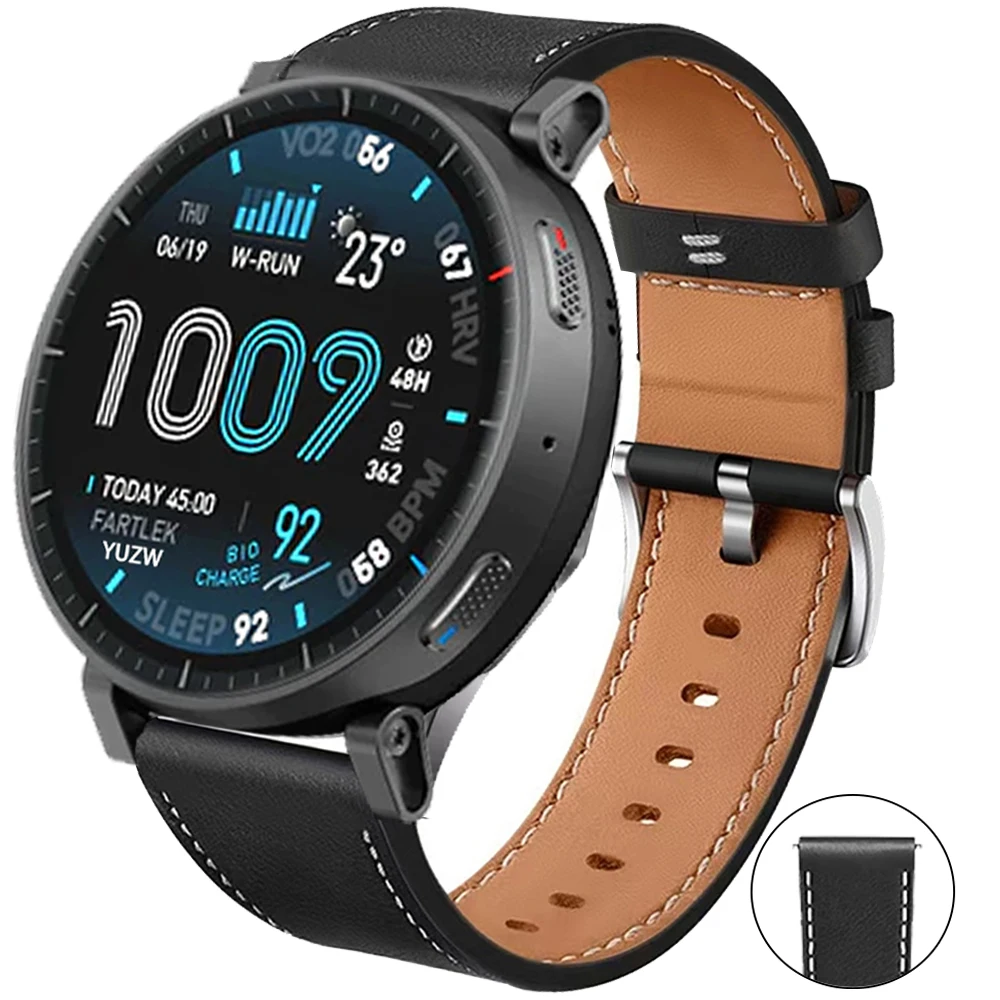 Bracelet en cuir de 20 mm 22 mm pour Amazfit Active Max 48 mm BALANCE 2 Bip 6 5 UNITY, bracelet de remplacement pour montre Huwei GT6 6Pro, Correa