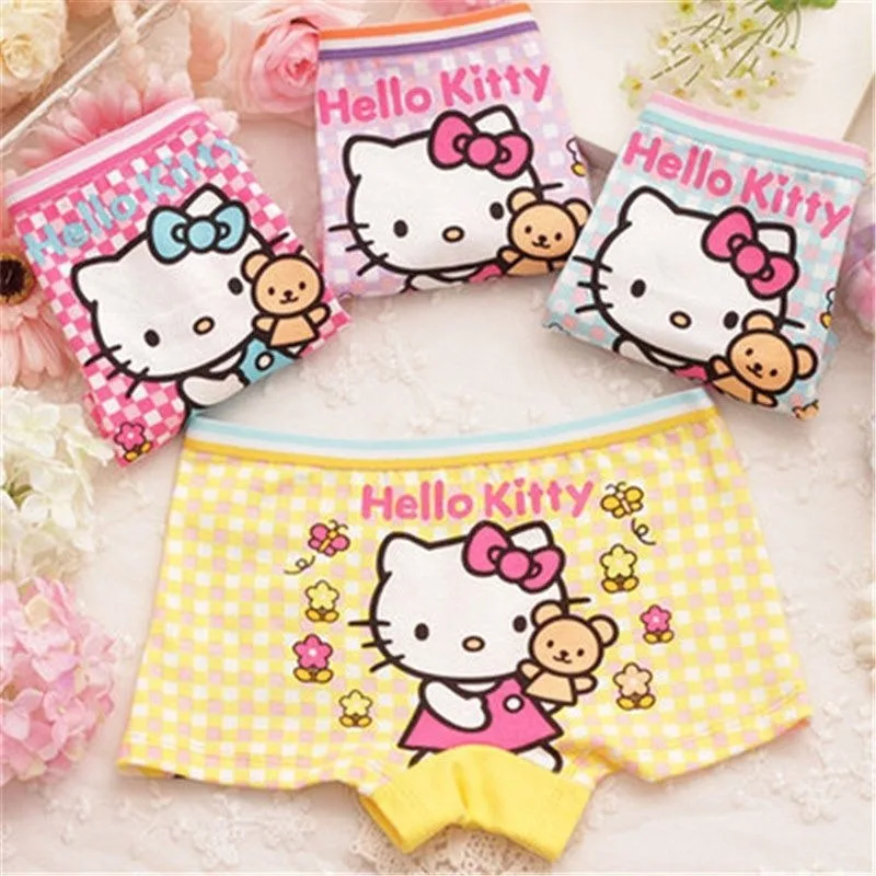

4pcs Hello Kitty Anime Kawaii Sanrio Ins Cotton Baby Underpants Cute Flat Triangle Kt Cat Pants Clothes Gifts for Kids