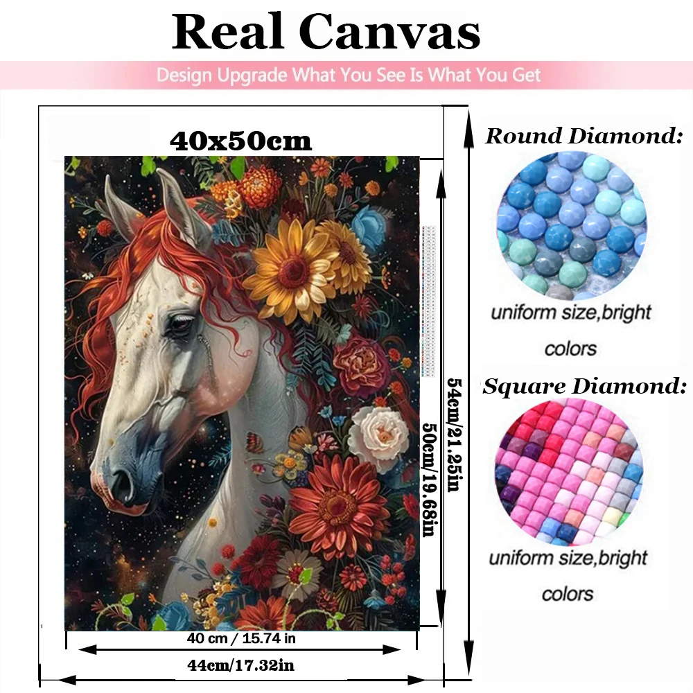 White Horse Diamond Painting New 2024 Diy Full Square Round Diamond Mosaic Embroidery Gothic Unicorn Animal Art Home Decor Gift