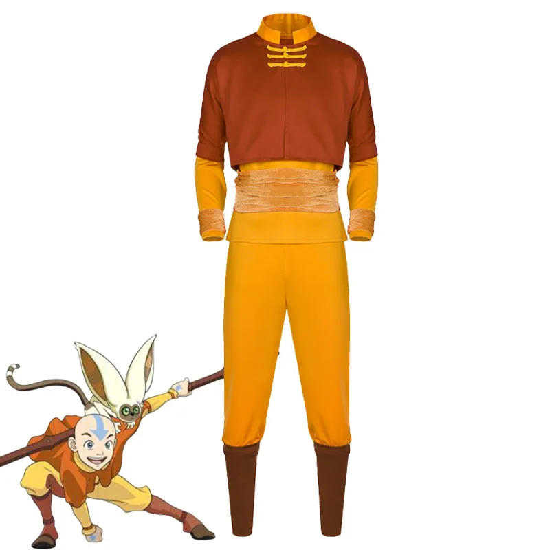 Anime Avatar Aang Cosplay Kostuum Volwassen Kinderen Kostuum Prestaties Uniform Halloween Carnaval Party Rollenspel Pak voor Mannen