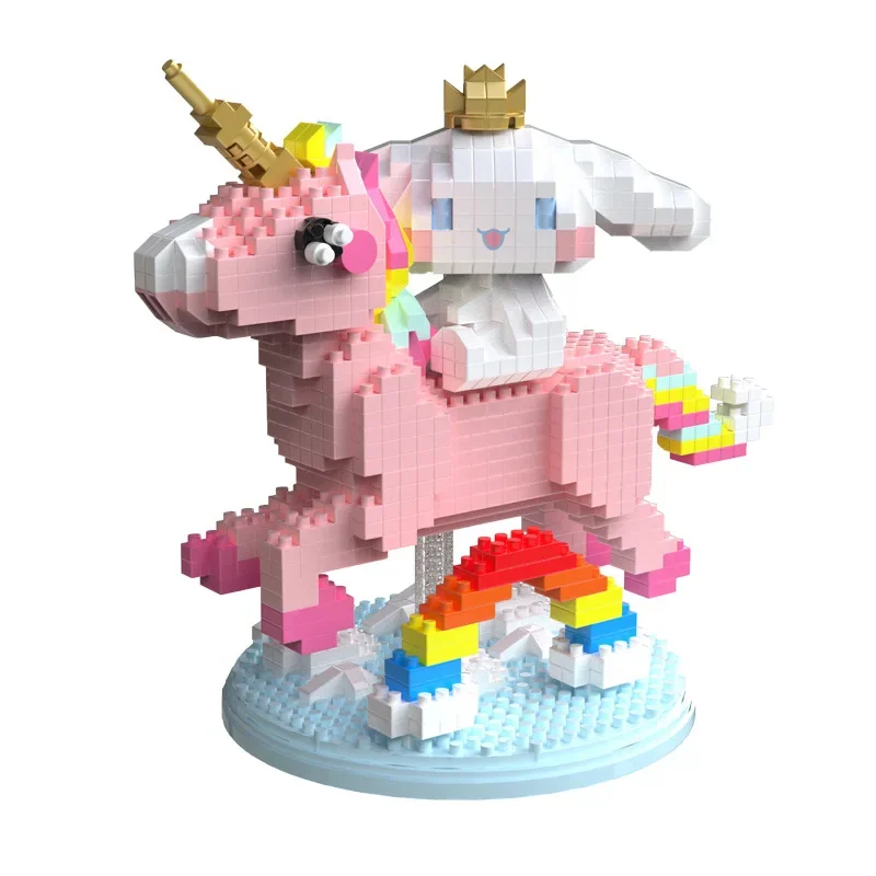 Figurines de Dessin Animé Kuromi Nairobi orn, Jouets en Microparticules Assemblées, Boîte de Puzzle de Décoration de Nuit de Construction, Cadeau pour Enfant