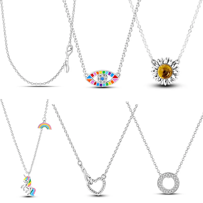 Minimalism Silver Plated  Pendant Charm Fit Original Brand Necklace DIY For Women Jewelry Anniversary Gift