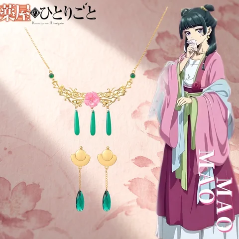 Anime The Apothecary Diaries Maomao Cosplay Necklace Earrings for Women Girls Accessories Halloween Gift