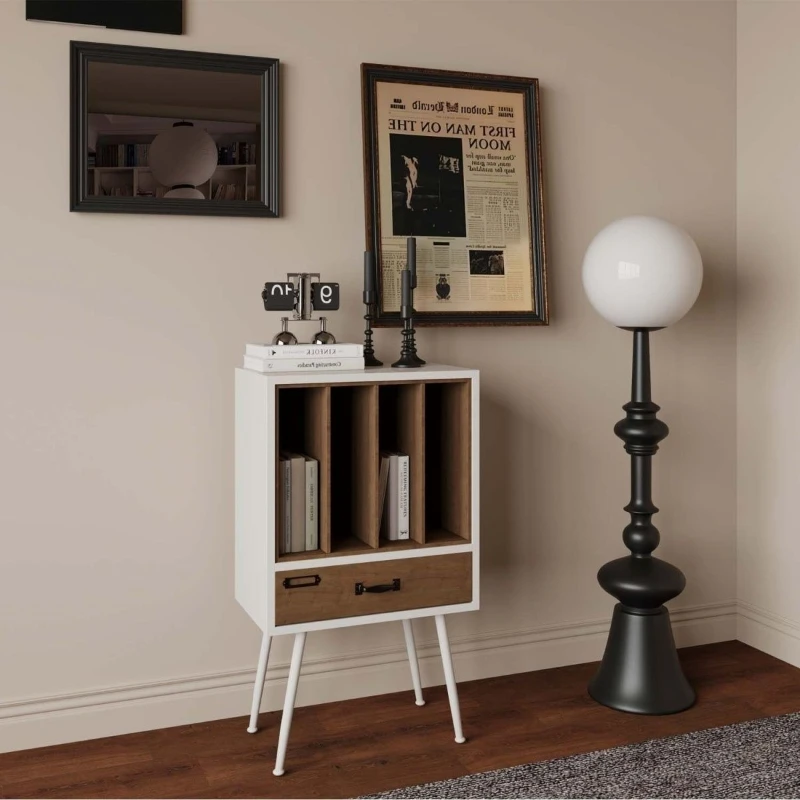 

American medieval bookcase, sofa side cabinet, magazine cabinet, vertical record cabinet, TV decorative cabinet, office file