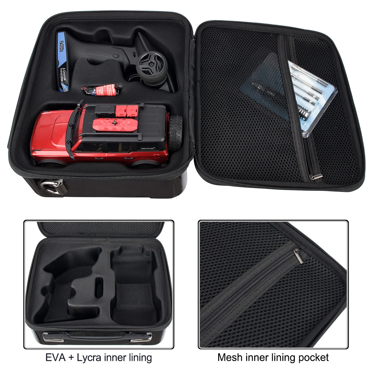 Waterproof RC TRX4M SCX24 Storage Bag Carrying Case Portable Backpack for 1/24 1/18 TRX4M SCX24 Defender Bronco RC Crawler Cars